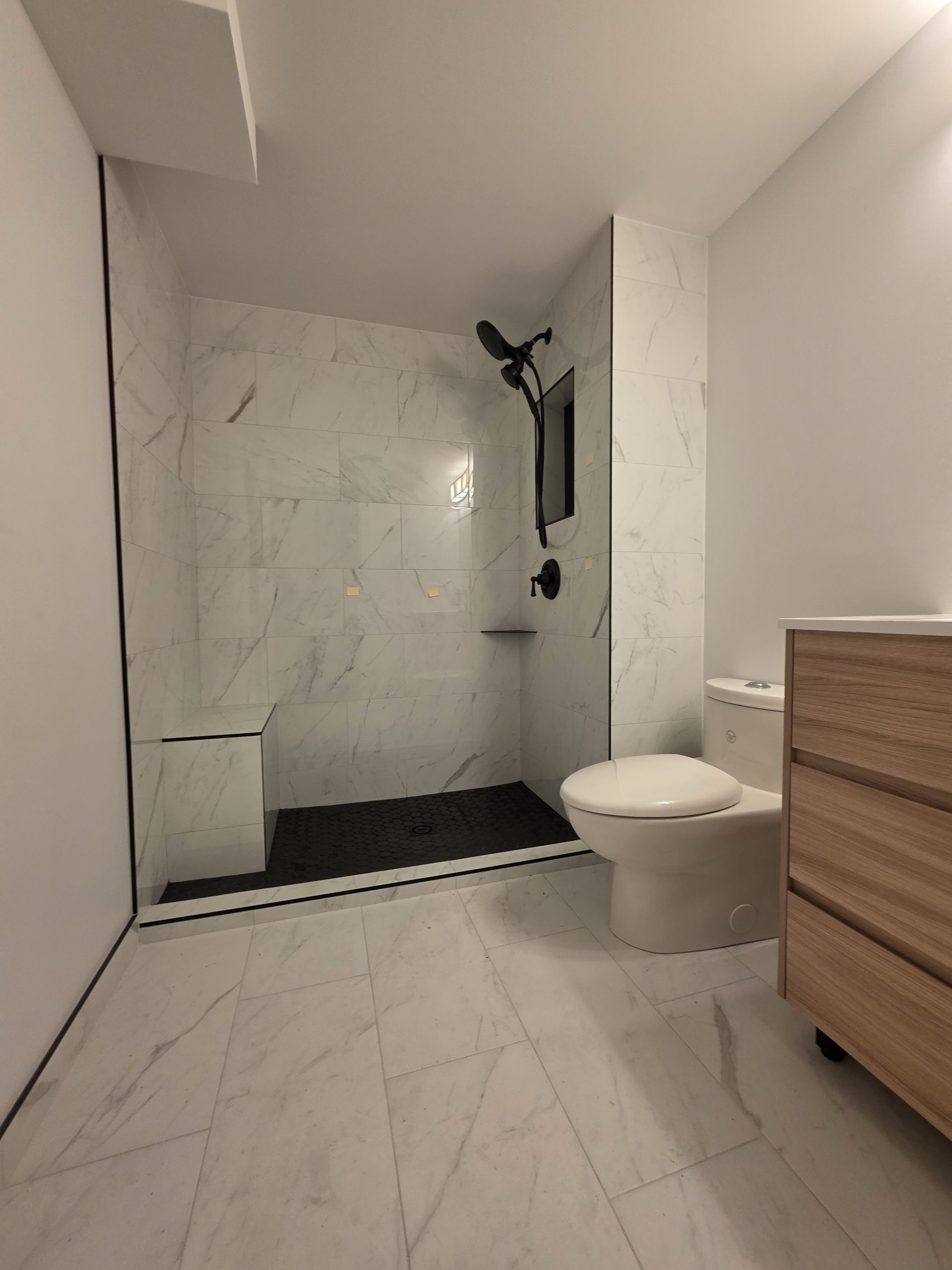 Bright walk‑in shower conversion